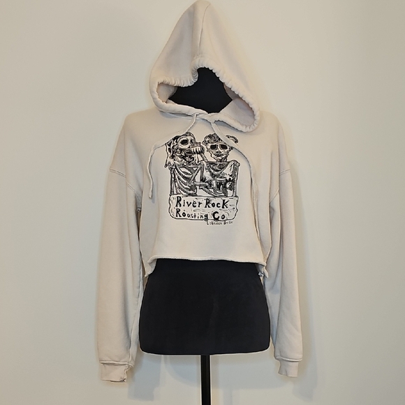 Bella Canvas Tops - River Rock Roasting Co Fleece Cropped Hoodie Size Small